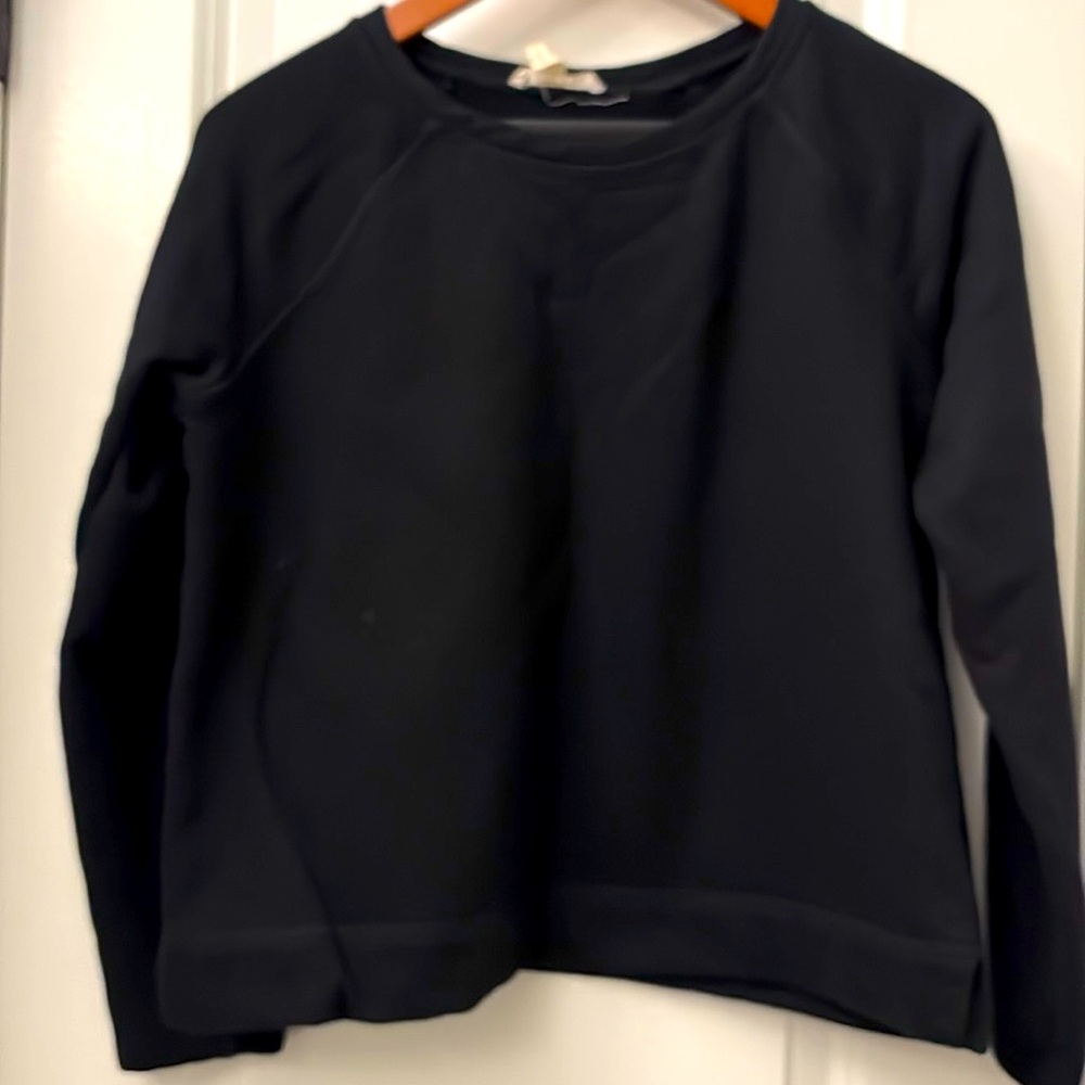 Eileen Fisher Black Raglan Boxy Organic‎ Cotton Sweatshirt